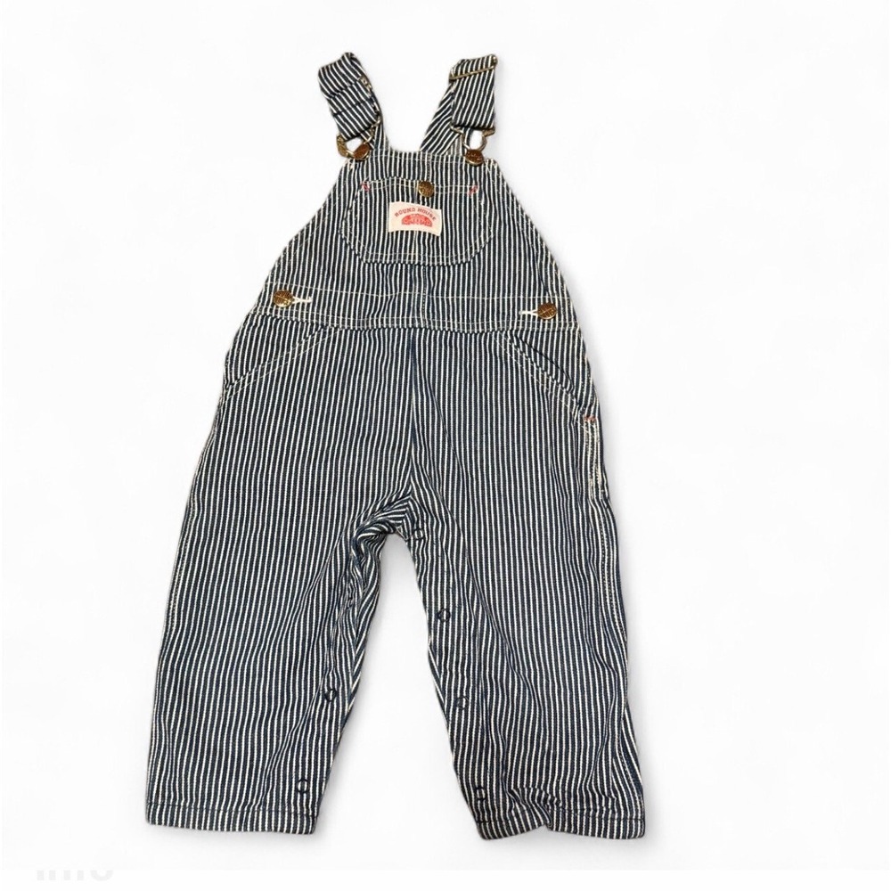 Vintage Round House Hickory Stripe Overalls 24 Months Baby Railroad USA